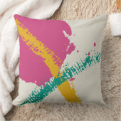Modern Brushstrokes - Pink, Teal & Yellow on Cream クッション (ブランケット)