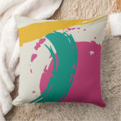 Modern Brushstrokes - Pink, Teal & Yellow on Cream クッション (ブランケット)