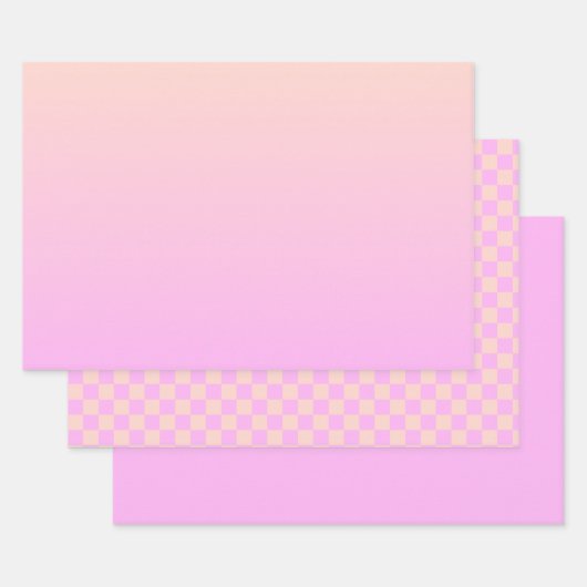Modern Bubblegum & Soft Peach Wrapping Paper Pack ラッピングペーパーシート (セット)