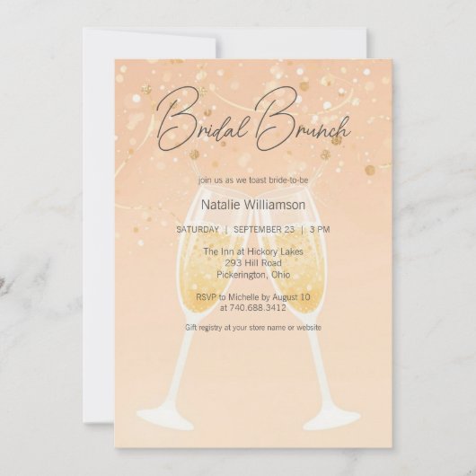 Modern Bubbly Bridal Brunch 招待状 (正面)