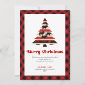 Modern Buffalo Check Tree Christmas Greeting シーズンカード (正面)