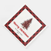 Modern Buffalo Christmas Tree Napkin Customizable (コーナー)