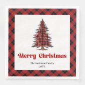 Modern Buffalo Christmas Tree Napkin Customizable (正面)