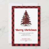 Modern Buffalo Plaid Christmas Tree Greeting Card シーズンカード (正面)