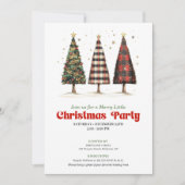 Modern buffalo plaid Christmas tree printable  招待状 (正面)