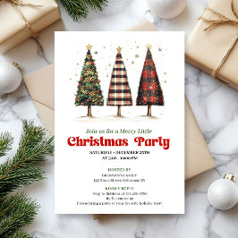 Modern buffalo plaid Christmas tree printable  招待状