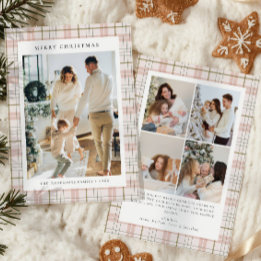 Modern Buffalo Plaid Photo collage Christmas シーズンカード