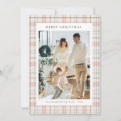 Modern Buffalo Plaid Photo collage Christmas   シーズンカード (正面)