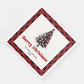 Modern Buffalo Plaid Tree Christmas Napkin (コーナー)