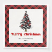 Modern Buffalo Plaid Tree Christmas Napkin (正面)