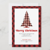 Modern Buffalo Plaid Tree Holiday Greeting Card シーズンカード (正面)