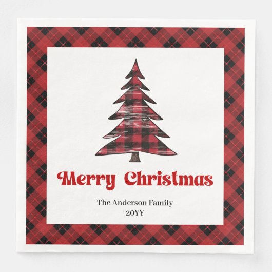 Modern buffalo tree napkins personalized holiday (正面)