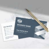 Modern Builder Navy Gray Business Card 名刺