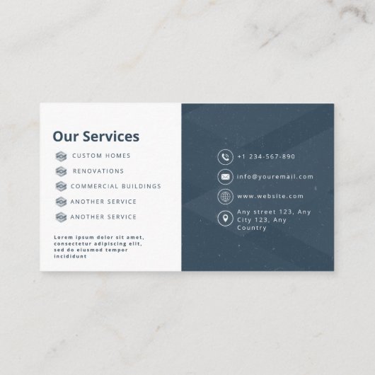 Modern Builder Navy Gray Business Card 名刺 (裏面)