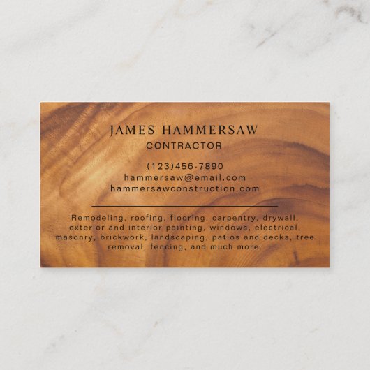 Modern Building Construction Contractor 名刺 (裏面)