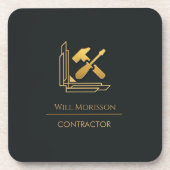 Modern Building Construction Golden & Black コースター (正面)