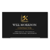 Modern Building Construction Golden & Black マグネット名刺 (正面)