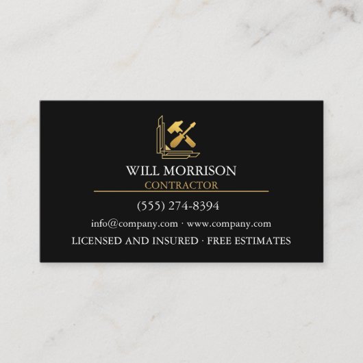 Modern Building Construction Golden & Black  名刺 (正面)