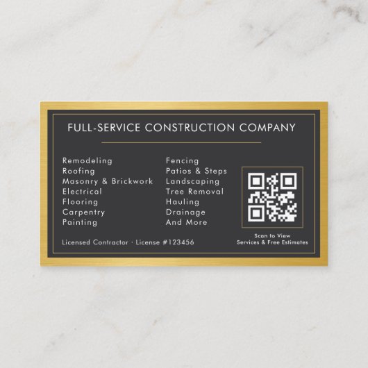 Modern Building Contractor Metal QR Code 名刺 (裏面)