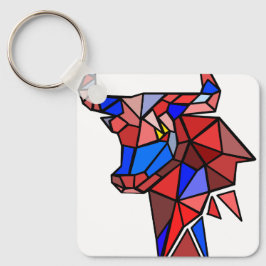 Modern Bull Icon Keychain – Clean Zodiac‑Style キーホルダー