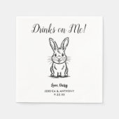 Modern Bunny Wedding Cocktail Napkins  スタンダードカクテルナプキン (正面)