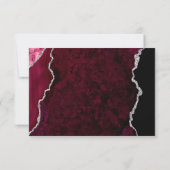 Modern Burgundy Agate Silver Script Wedding RSVP (裏面)