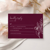 Modern Burgundy Boho Wedding Simple Elegant 出欠カード