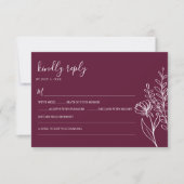 Modern Burgundy Boho Wedding Simple Elegant 出欠カード (正面)