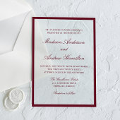 Modern Burgundy Border Wedding アクリル招待状