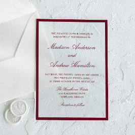 Modern Burgundy Border Wedding アクリル招待状