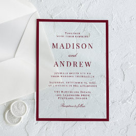 Modern Burgundy Border Wedding アクリル招待状