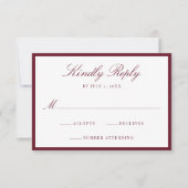 Modern Burgundy Border Wedding 出欠カード (正面)