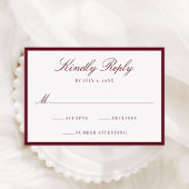 Modern Burgundy Border Wedding 出欠カード