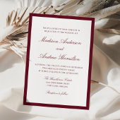 Modern Burgundy Border Wedding 招待状