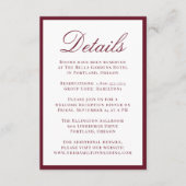 Modern Burgundy Border Wedding Details エンクロージャーカード (正面)