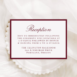 Modern Burgundy Border Wedding Reception エンクロージャーカード