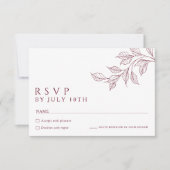 Modern Burgundy Botanical Wedding RSVP Cards (正面)