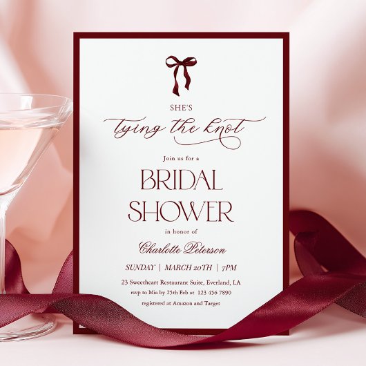 Modern Burgundy Bridal Shower Invitation 招待状