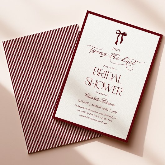 Modern Burgundy Bridal Shower Invitation 招待状