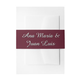 Modern Burgundy Calligraphy Personalized Names 招待状ベリーバンド