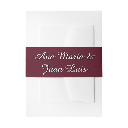 Modern Burgundy Calligraphy Personalized Names 招待状ベリーバンド (正面例)