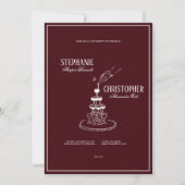 Modern Burgundy Champagne Tower Wedding Invitation 招待状 (正面)