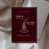 Modern Burgundy Champagne Tower Wedding Invitation 招待状