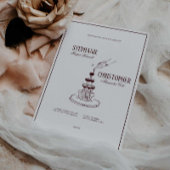 Modern Burgundy Champagne Tower Wedding Invitation 招待状