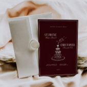 Modern Burgundy Champagne Tower Wedding Invitation 招待状