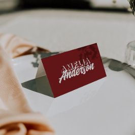 Modern Burgundy Cream Unique Wedding Place Cards テーブルナンバー