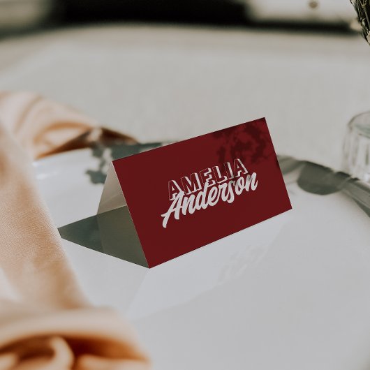 Modern Burgundy Cream Unique Wedding Place Cards テーブルナンバー