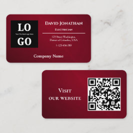 Modern Burgundy Custom Logo and QR Code  名刺