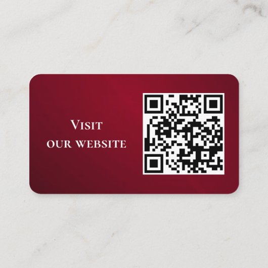 Modern Burgundy Custom Logo and QR Code  名刺 (裏面)