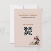 Modern Burgundy Floral Save the Date Card  セーブザデート (裏面)